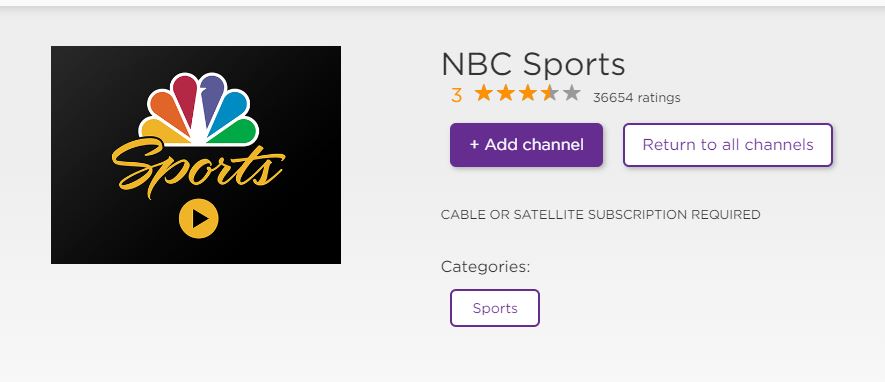 Add channel on NBC Sports