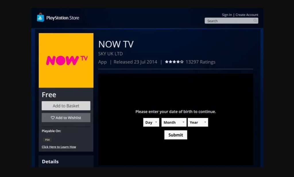 Now TV app on PS5