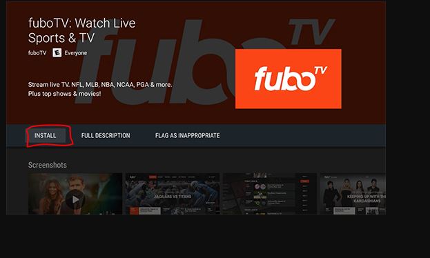 Choose the Install Option on Fubo TV
