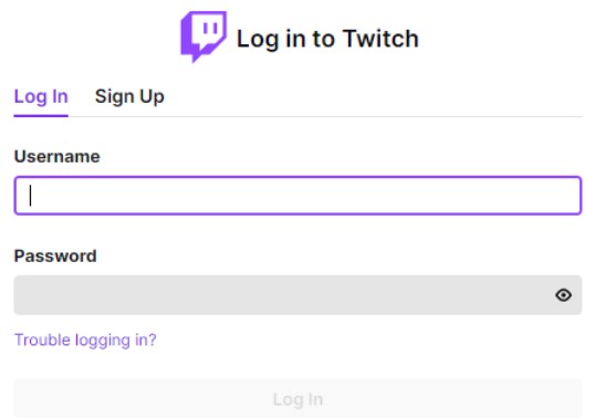 Log in to Twitch