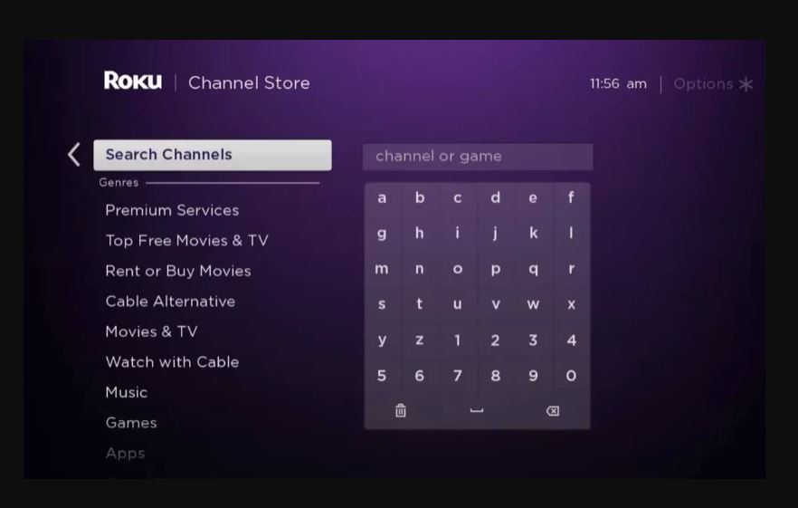 On the Channel Store, choose search channels