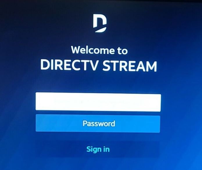 Sign in page of DirecTV Stream